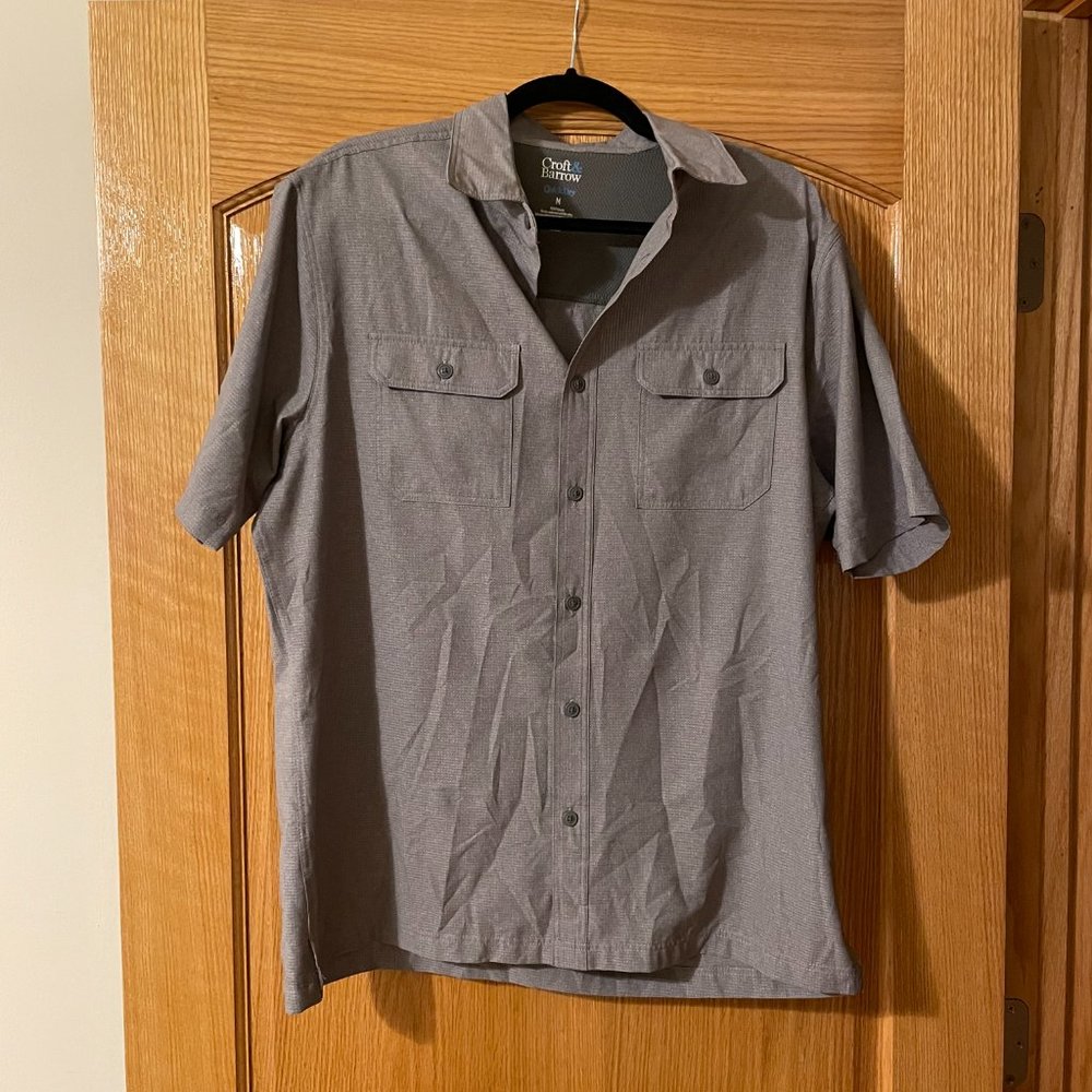 Quick Dry Men's Button Down, Grey, Size M
